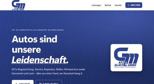 Vorschau der Webseite von KFZ Glatz GmbH